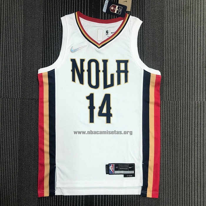 Camiseta New Orleans Pelicans Brandon Ingram NO 14 Ciudad 2021-22 Blanco